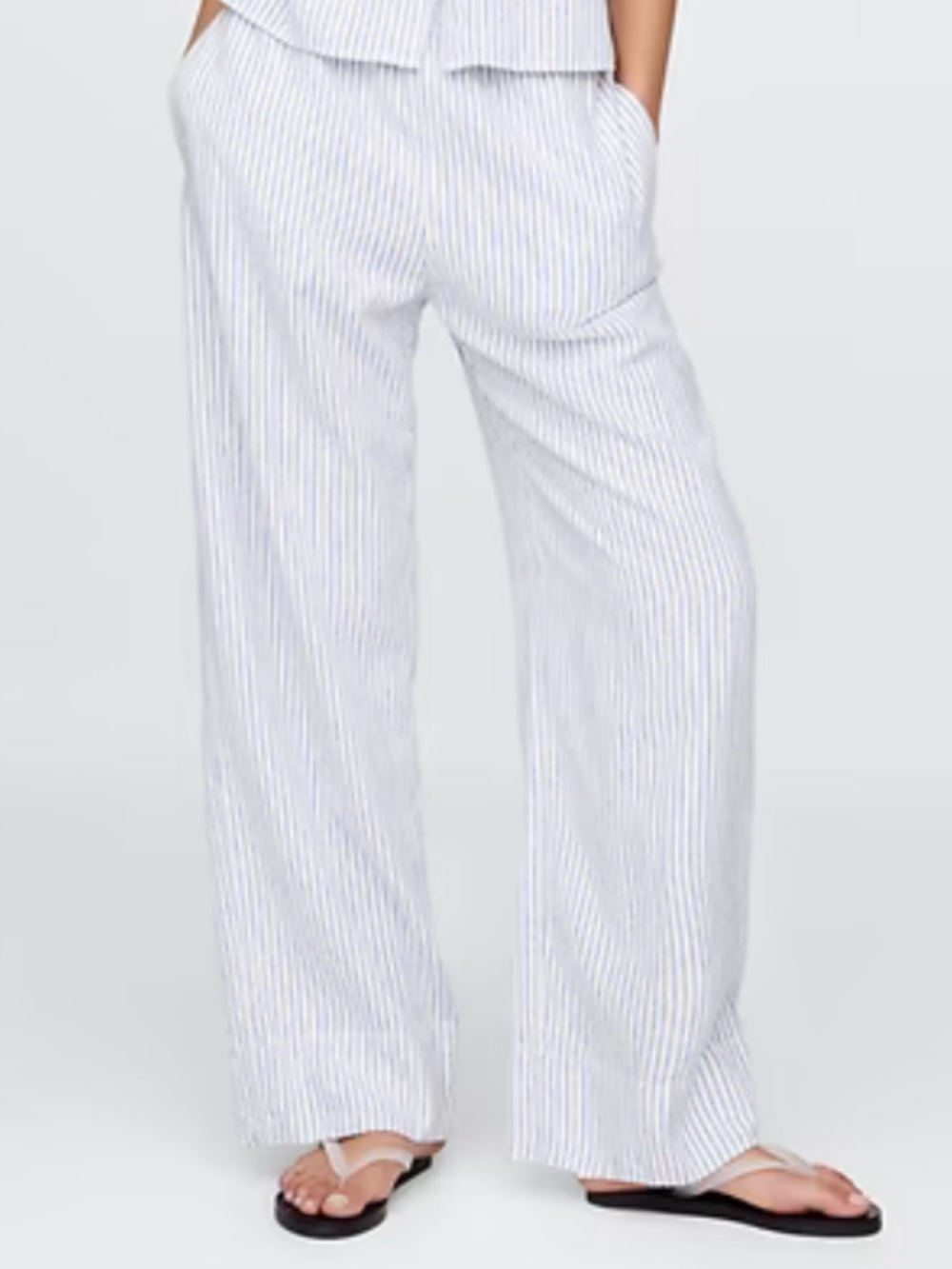 GAP Linen-Blend Easy Wide-Hem Stripe Pant